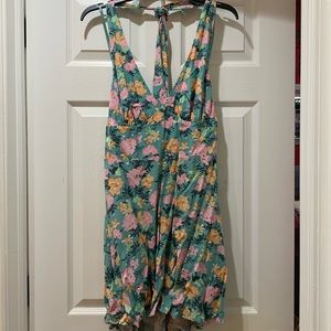 Tropical Print Halter Dress
